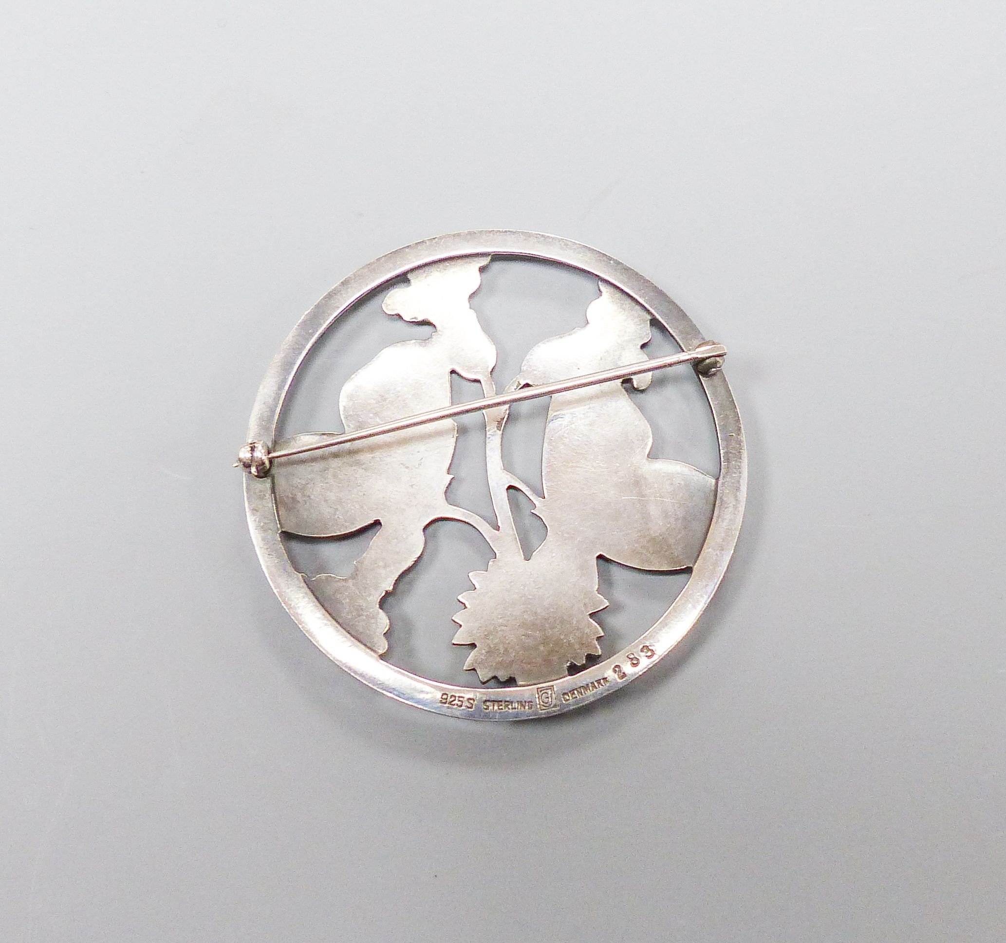 A Georg Jensen sterling circular 'Moonlight Blossom' brooch, no. 283, 51mm.